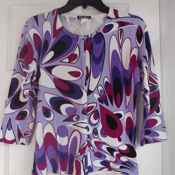 Avvenire Purple Burgundy 3/4 sleeve top cardigan - Picture 5 of 7